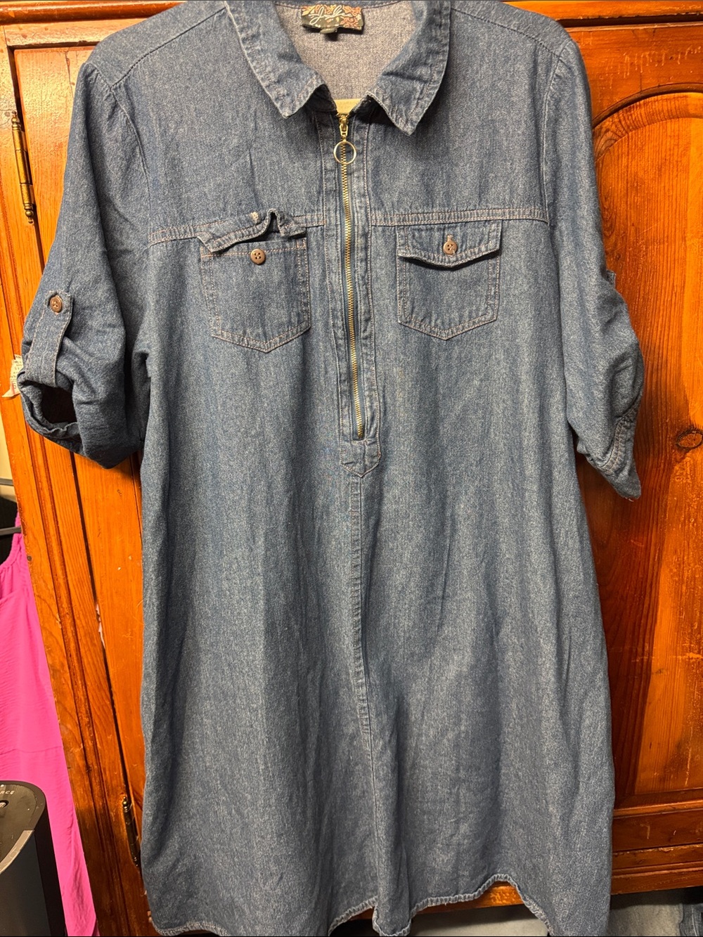 Denim Half-Zip Dress